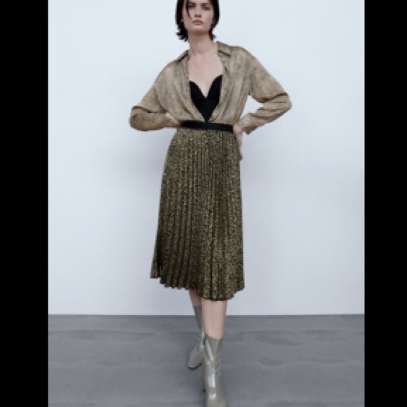 Printed Pleated Khaki Skirt Zara - Picture 2 of 5